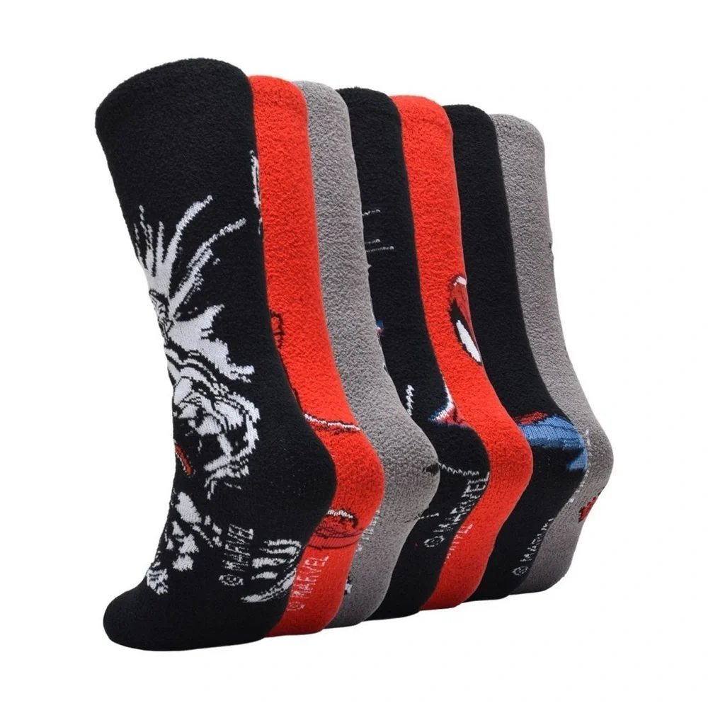 Marvel Spider-Man Red and Black Crew Socks Set Size 6-12
